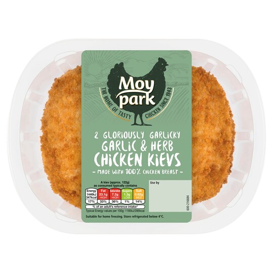 Moy Park Garlic And Herb Chicken Kievs 2 Pack 260G Tesco Groceries