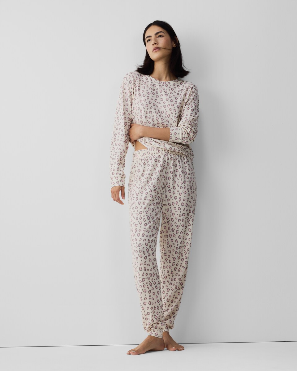 image 1 of F&F Textured Animal Print Pyjama Set in Neutral