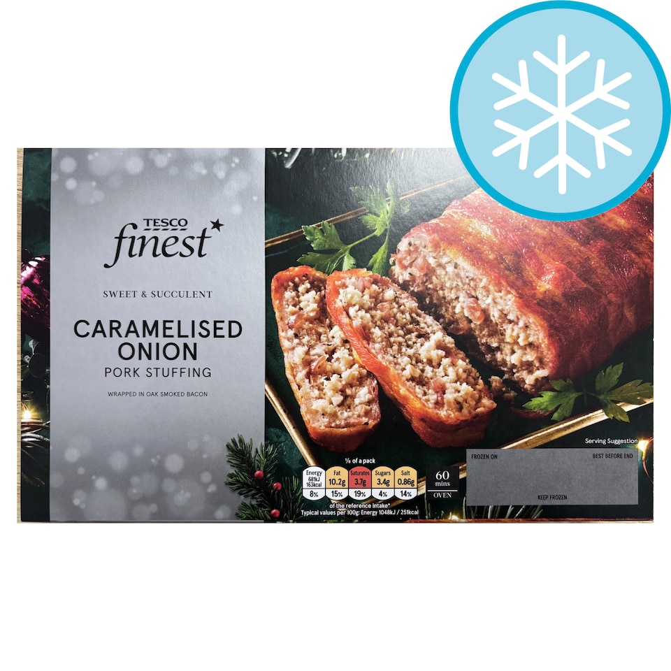 Tesco Finest Caramelised Onion Pork Stuffing Wrapped in Bacon 360g