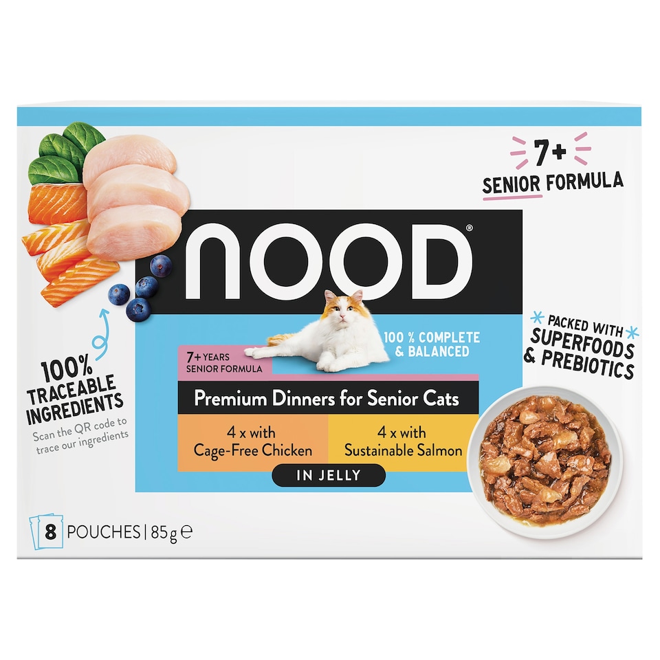 image 1 of Nood Cat 7+ Senior Dinner Chicken Salmon In Jelly 8X85g
