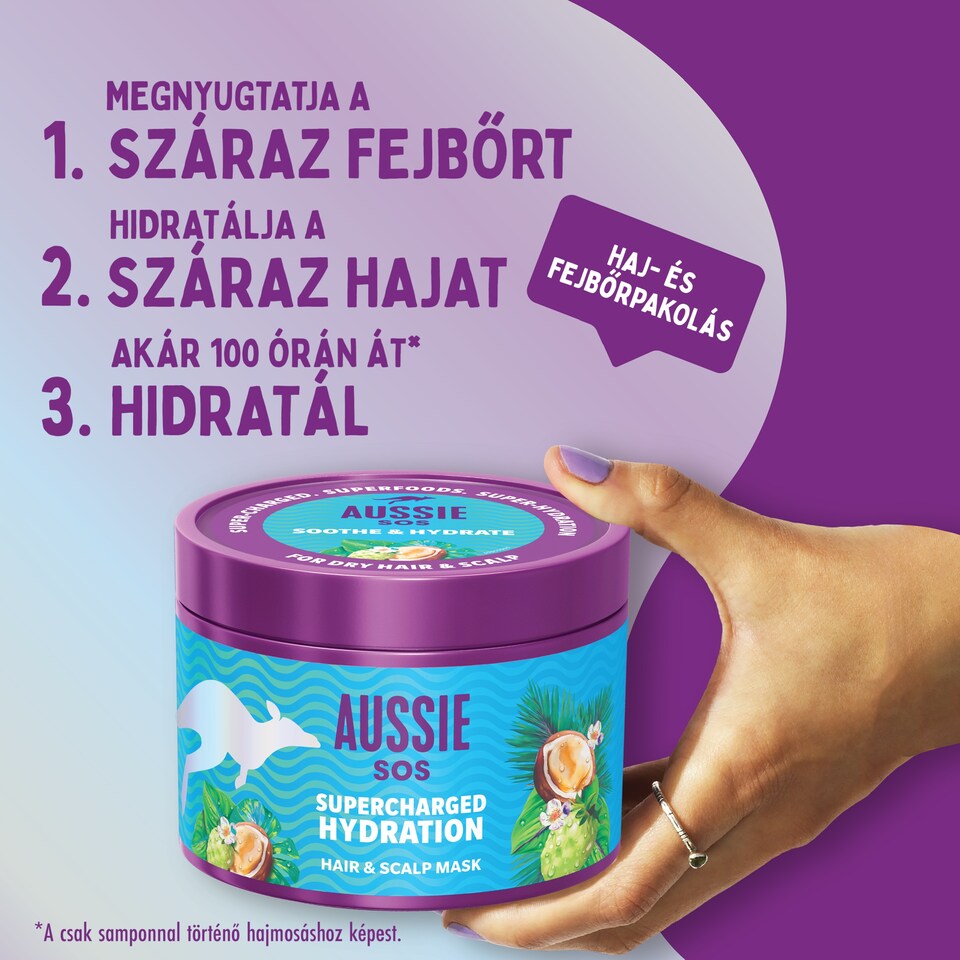 Aussie SOS Supercharged Hydration Haj- és Fejbőrmaszk 500ml Száraz Hajra-Fejbőrre  1. kép