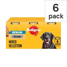 Pedigree Senior Dog Food Tin Cans Meat in Loaf 6x400g