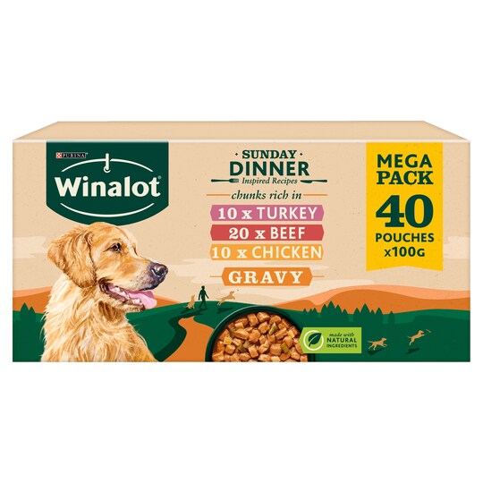 Winalot Pouch Sunday Dinner In Gravy 40X100g Tesco Groceries