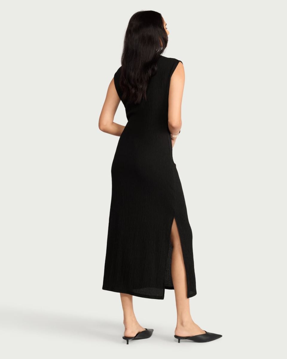 image 1 of F&F Textured Sleeveless Maxi Dress in Black
