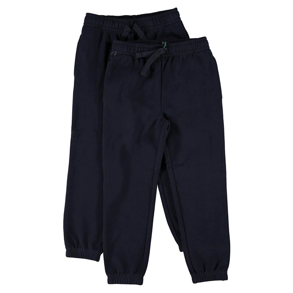 F&F School Unisex 2-Pack Cotton Rich Cuffed Joggers in Navy