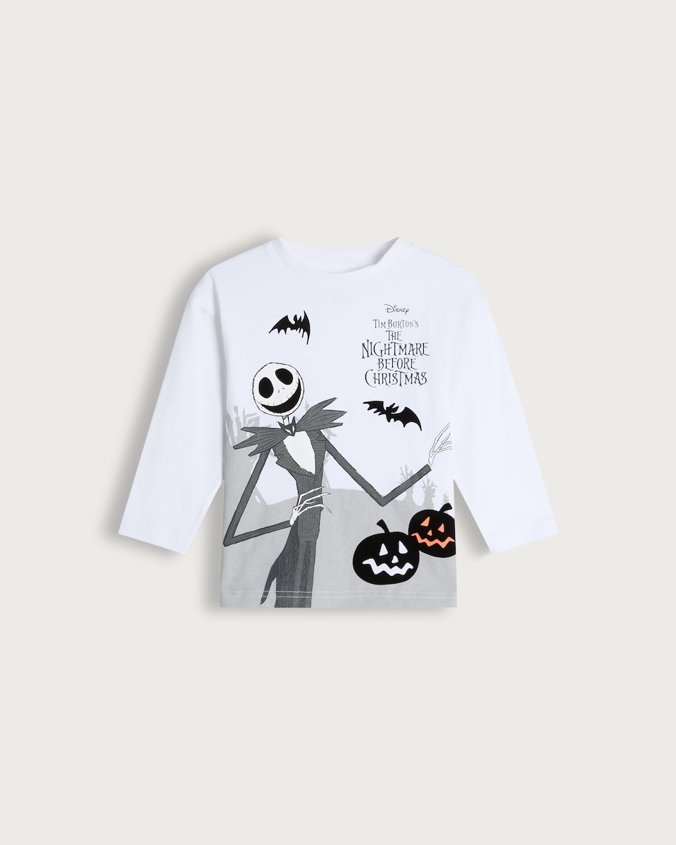 image 1 of Disney The Nightmare Before Christmas Print Pure Cotton Top in White