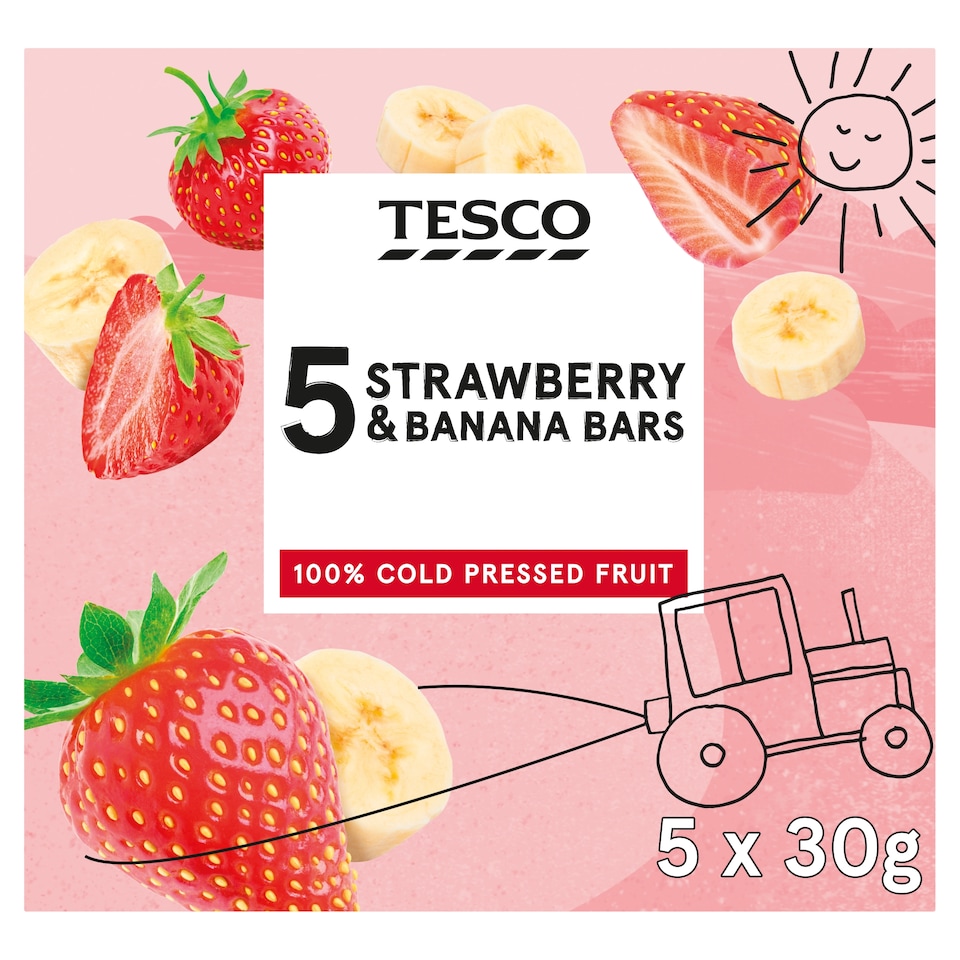 Tesco Strawberry & Banana Bars 5 x 30g