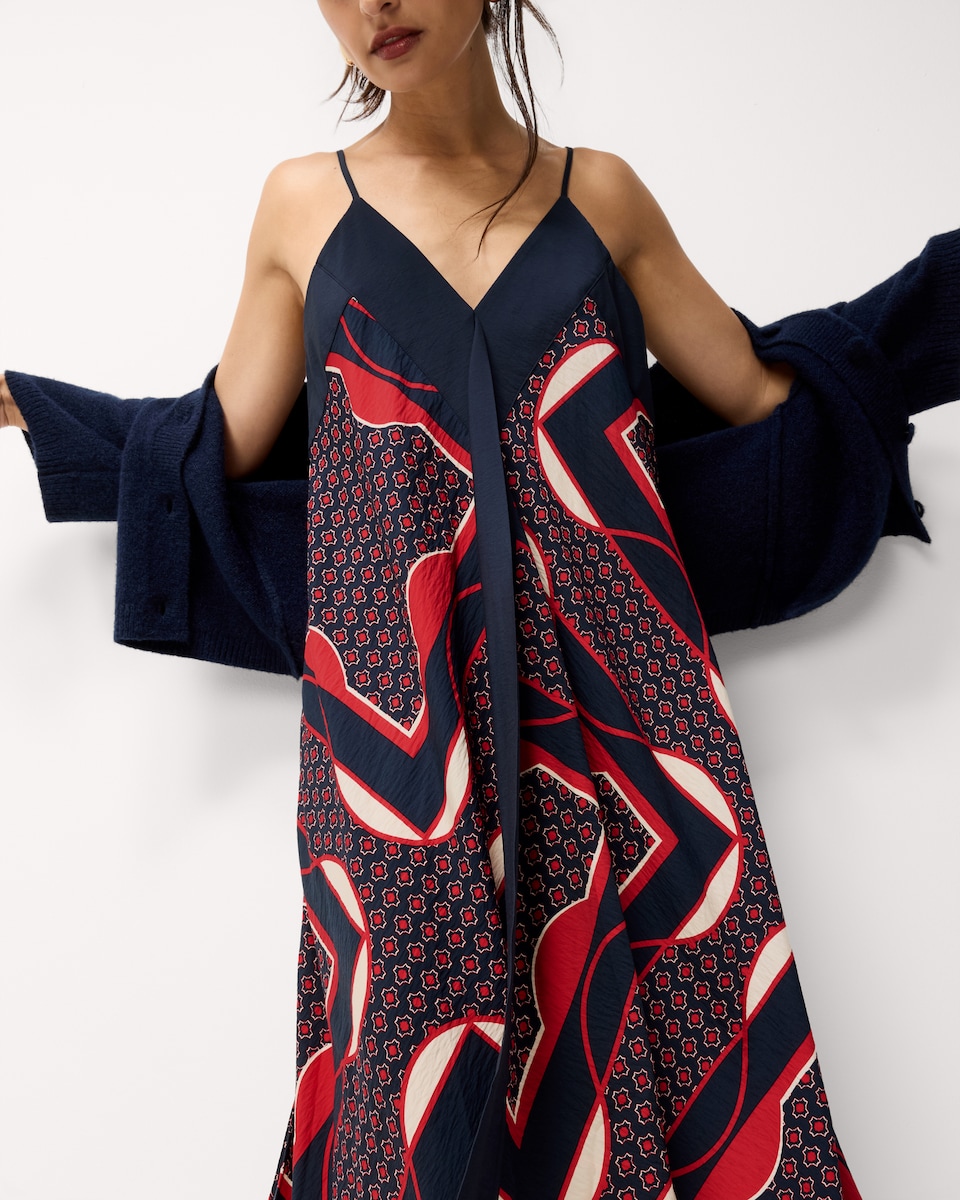 image 1 of F&F Hanky Hem Maxi Dress in Navy