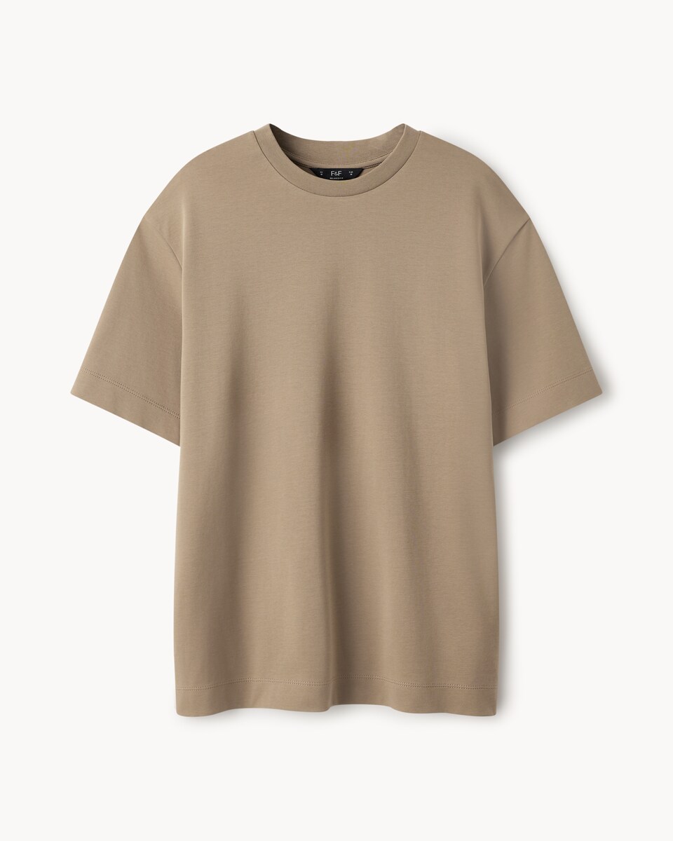 image 1 of F&F Pure Cotton Relaxed Fit T-Shirt in Camel
