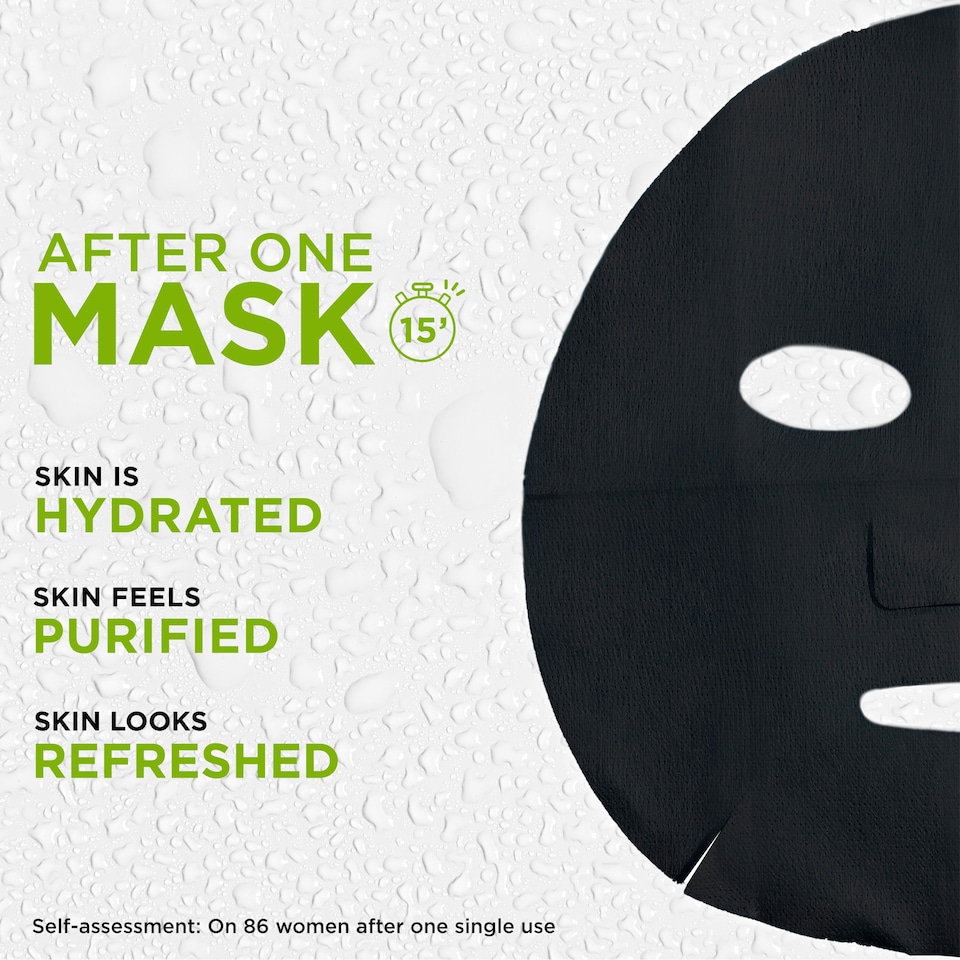 image 1 of Garnier Charcoal/Algae Face Mask 28G