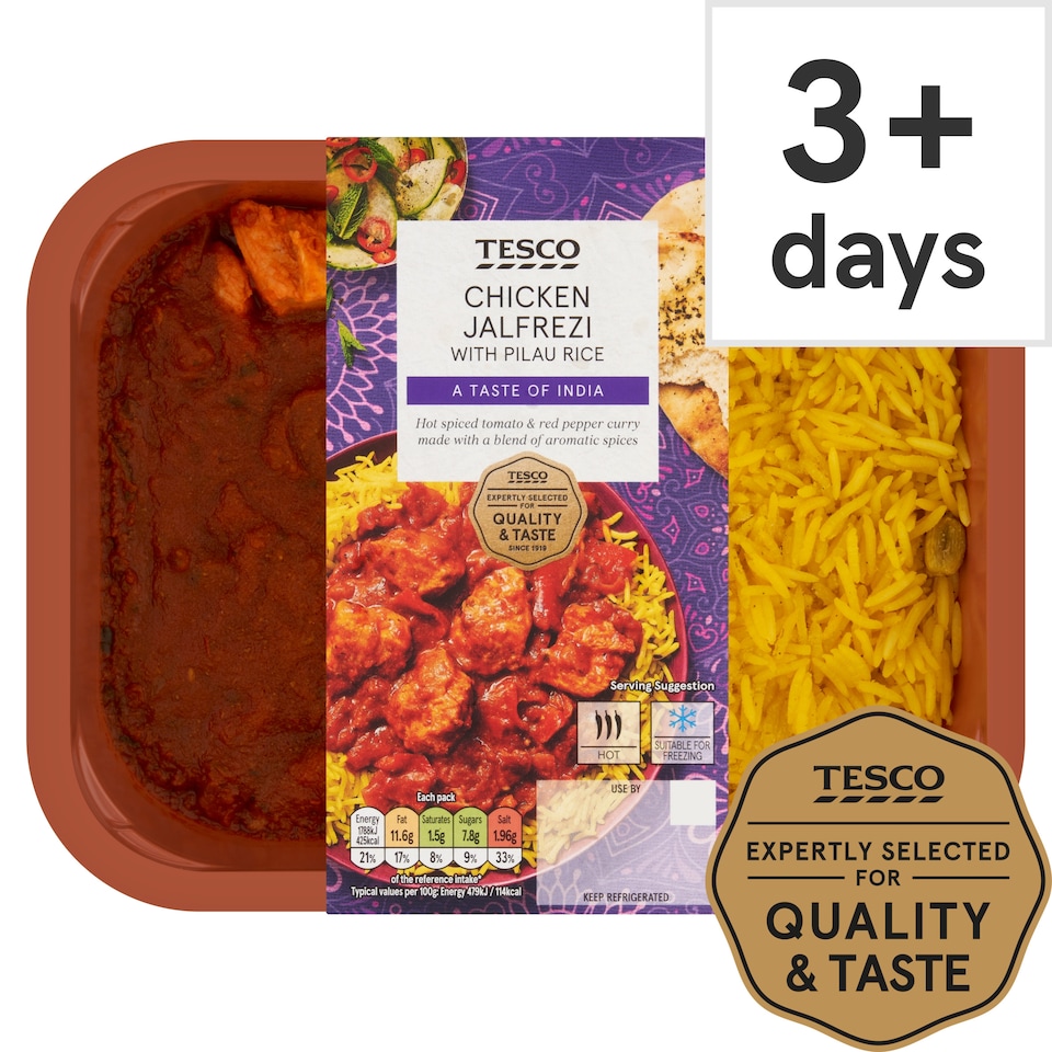 Tesco Chicken Jalfrezi & Pilau Rice 400G