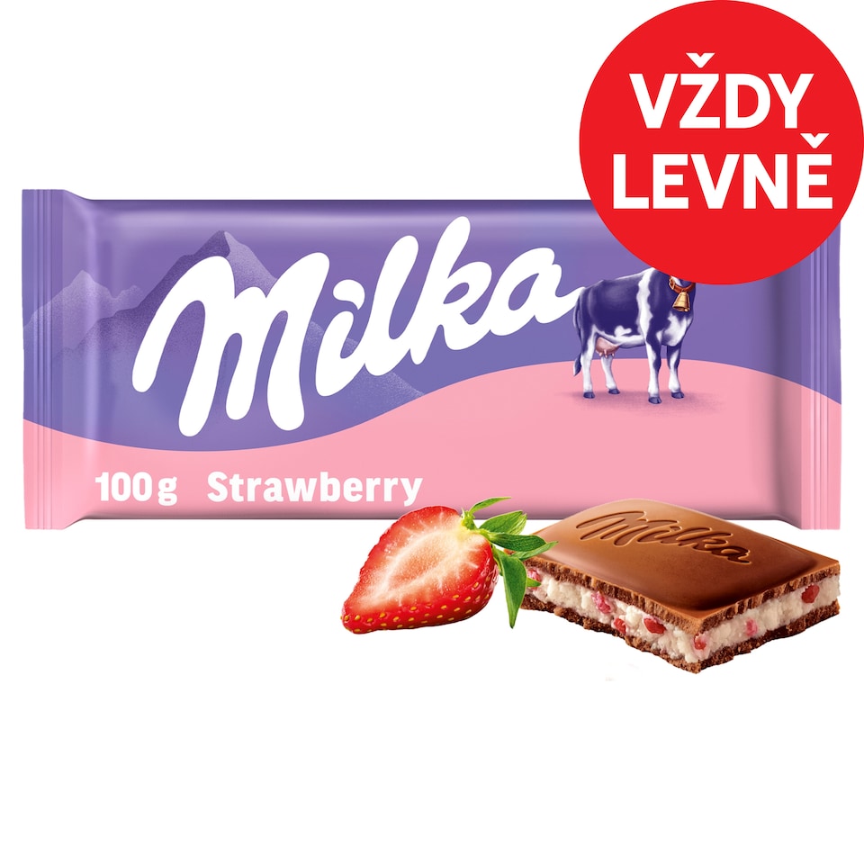 Milka čokoláda Jahodová mléčná 100g