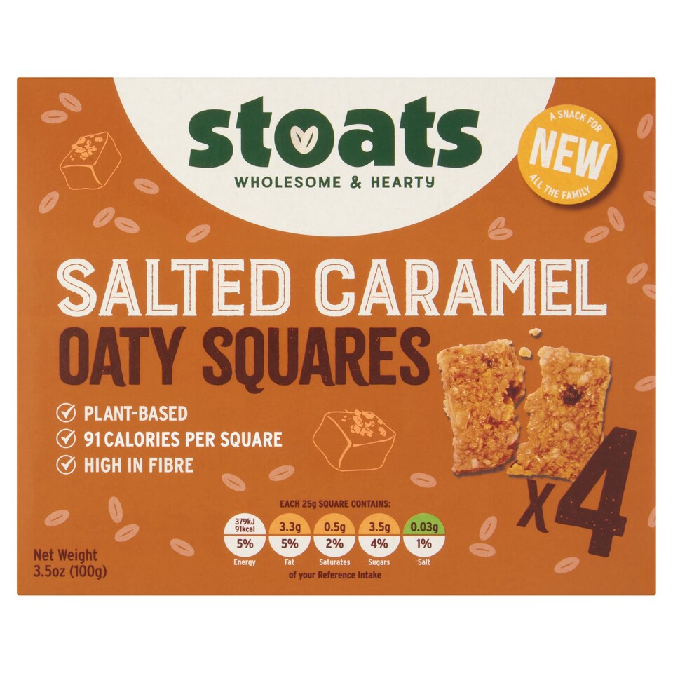 Stoats Salted Caramel Oaty Squares 4X25g