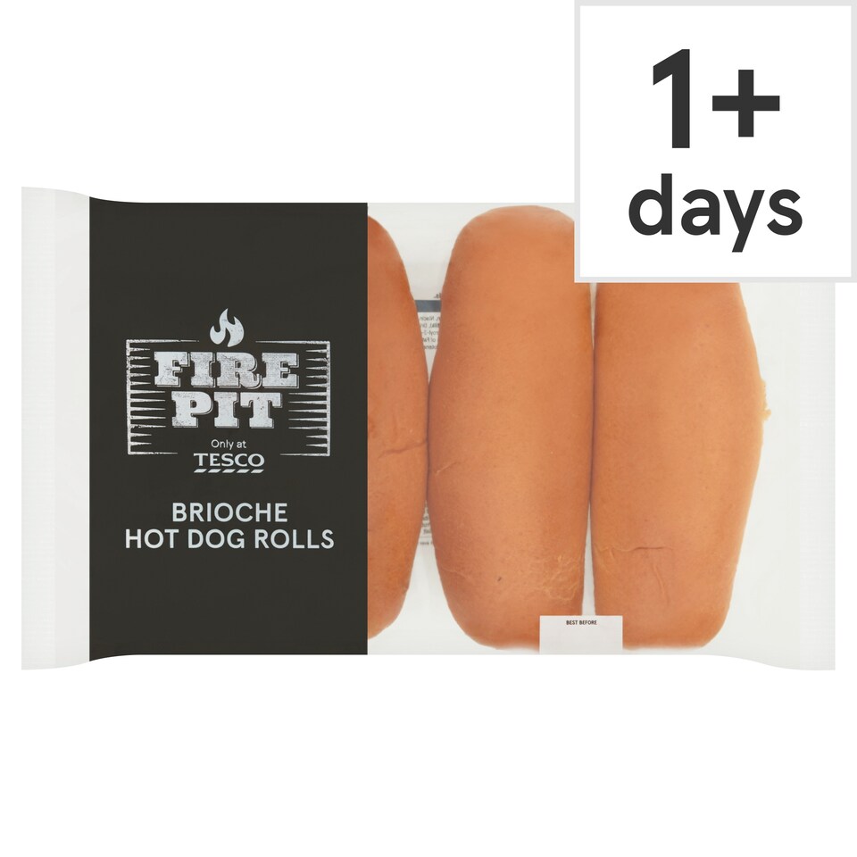 Tesco Fire Pit 4 Brioche Hot Dog Rolls 285G