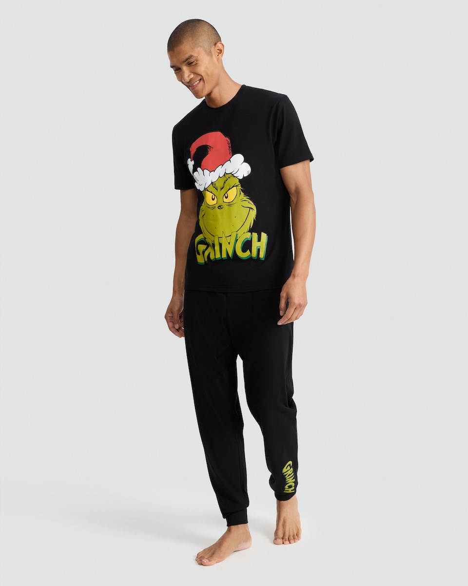 image 1 of The Grinch Pure Cotton Top and Cuffed Joggers Pyjamas in Multi
