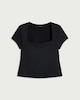 image 4 of F&F Polyamide Square Neck Short Sleeved Top in Black