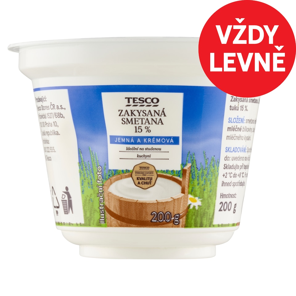 Tesco Zakysaná smetana 15 % 200g