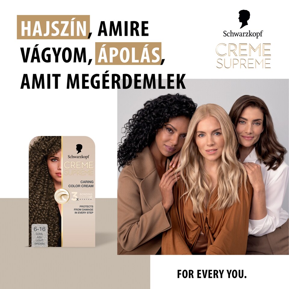 Schwarzkopf Creme Supreme tartós hajfesték 6-16 hűvös hamvas sötétszőke  1. kép