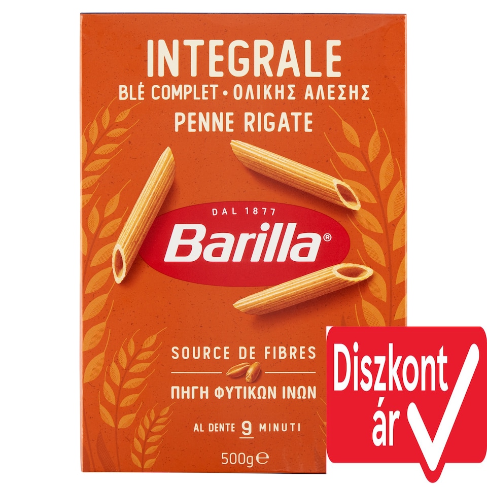 Barilla Penne Rigate teljes kiőrlésű apró durum száraztészta 500 g
