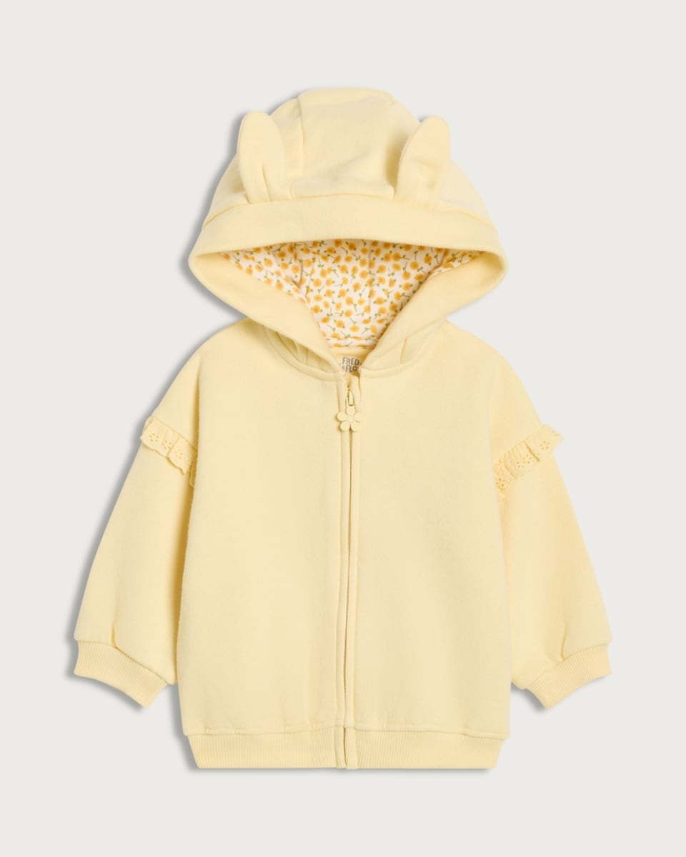 F&F Baby Cotton Rich 3D Bunny Ear Zip Up Hoodie in Yellow