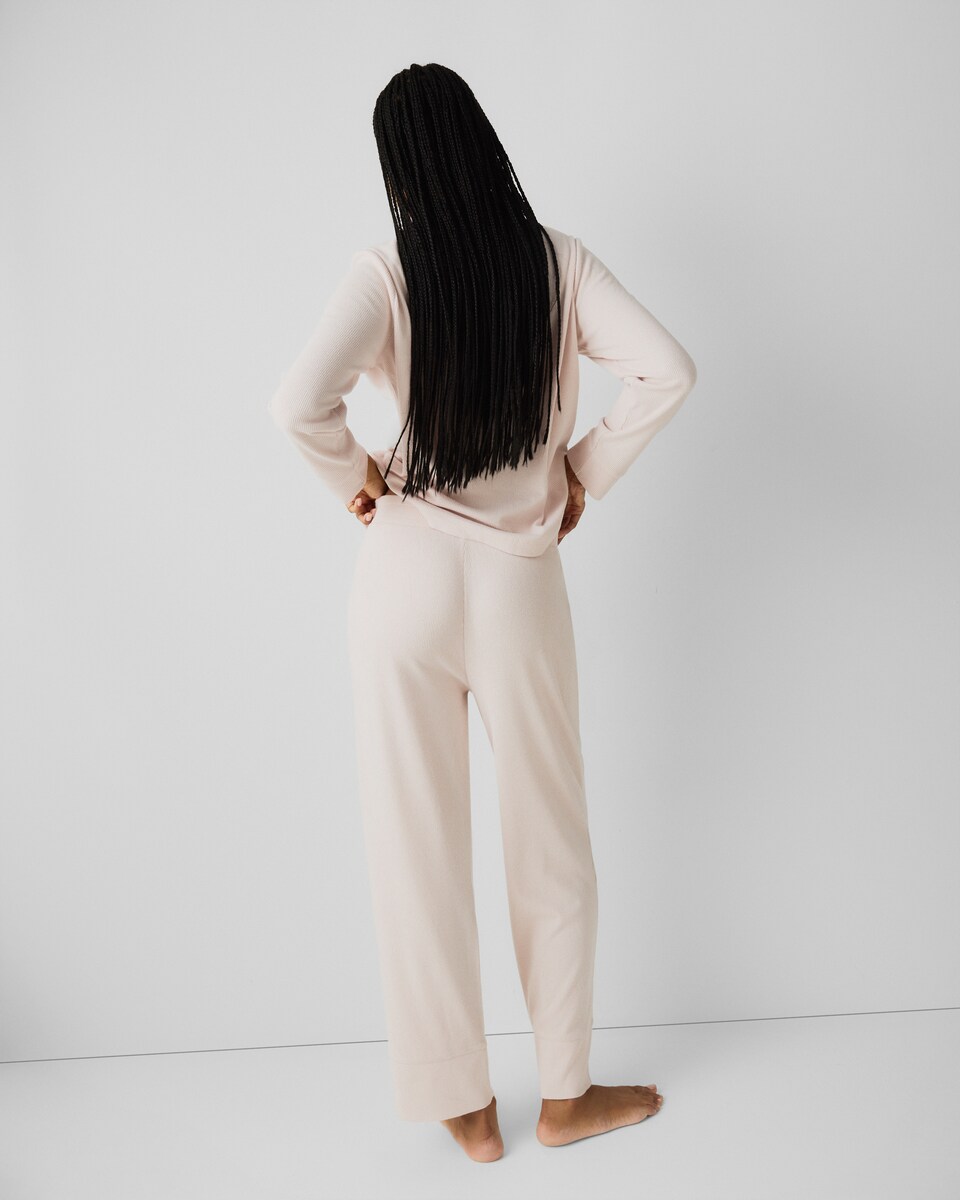 image 1 of F&F Waffle Textured Revere Pyjama Set in Pink