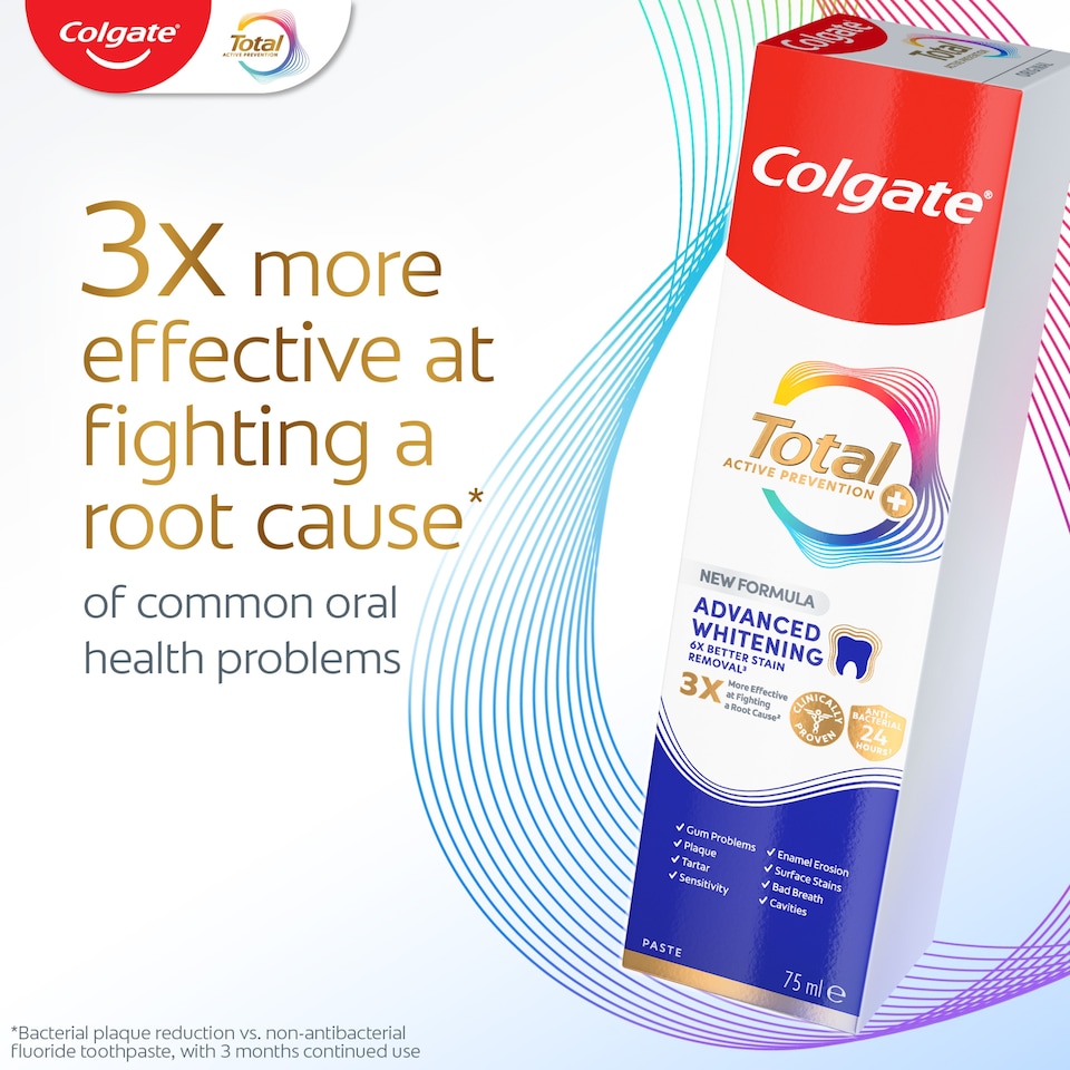 image 1 of Colgate Total Active Prevention+ Advanced Whitening Toothpaste 75ml