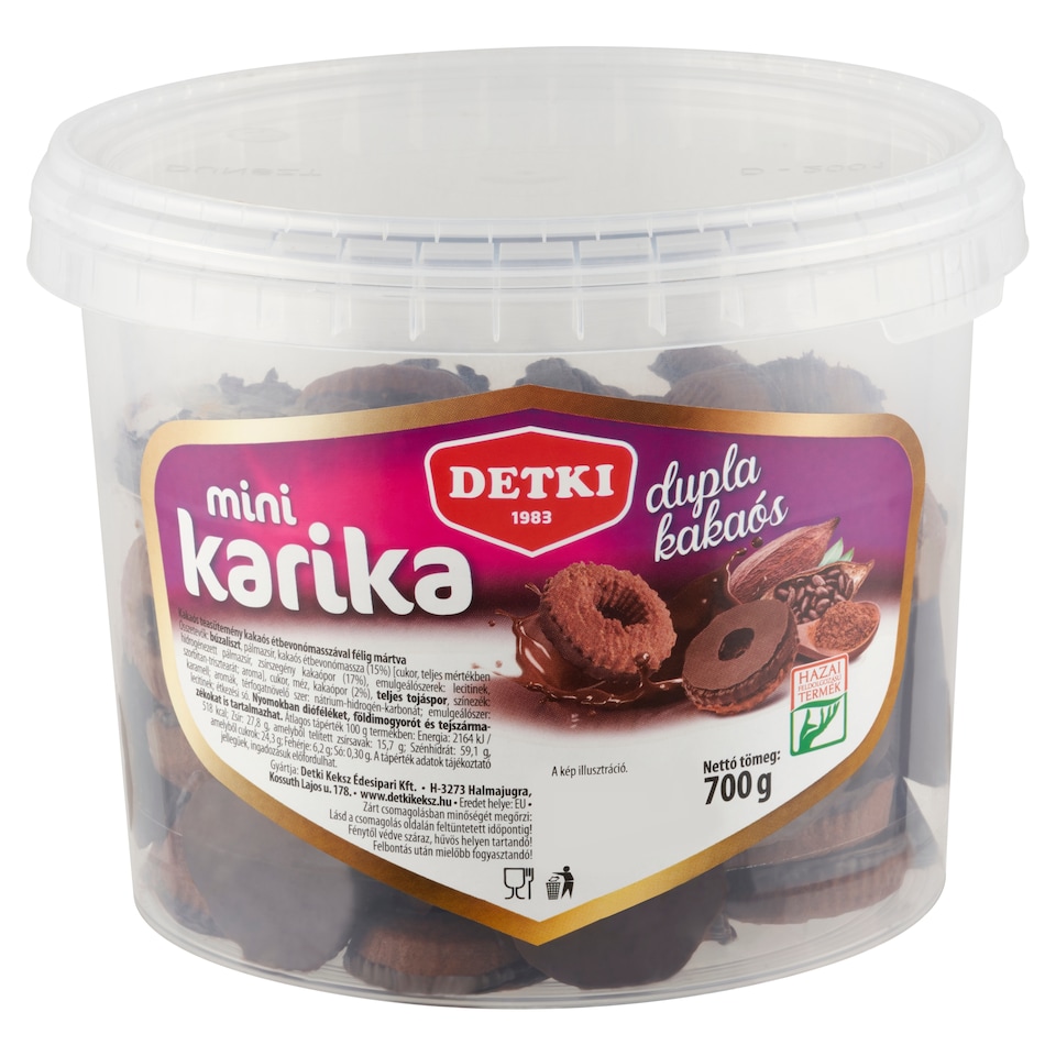 Detki Mini Karika kakaós teasütemény kakaós étbevonómasszával félig mártva 700 g