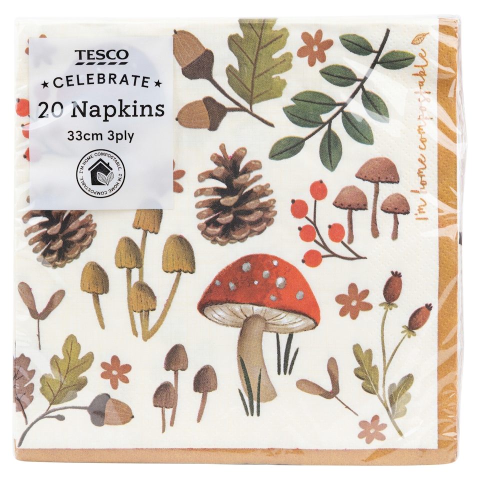 Tesco Toadstool Napkin 33Cm 20 Pack
