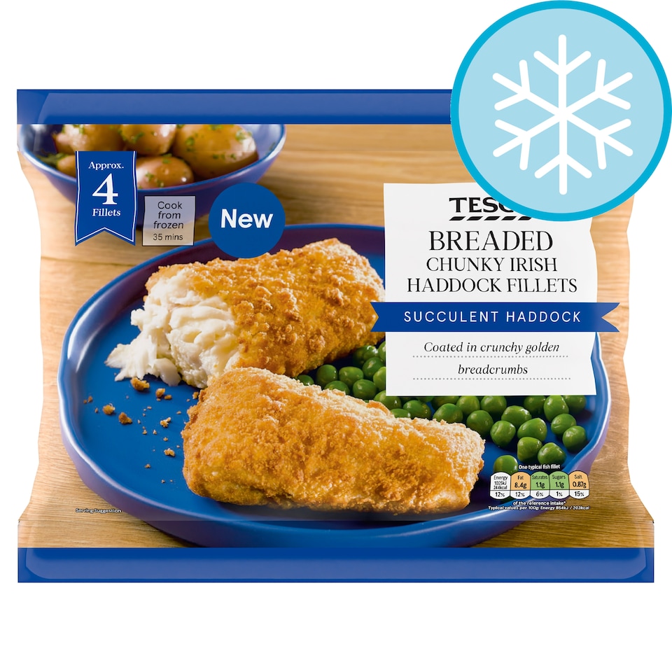 Tesco Breaded Chunky Irish Haddock Fillets 500G
