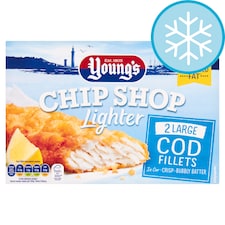 Youngs Chip Shop Lighter 2 Large Cod Fillets 220G