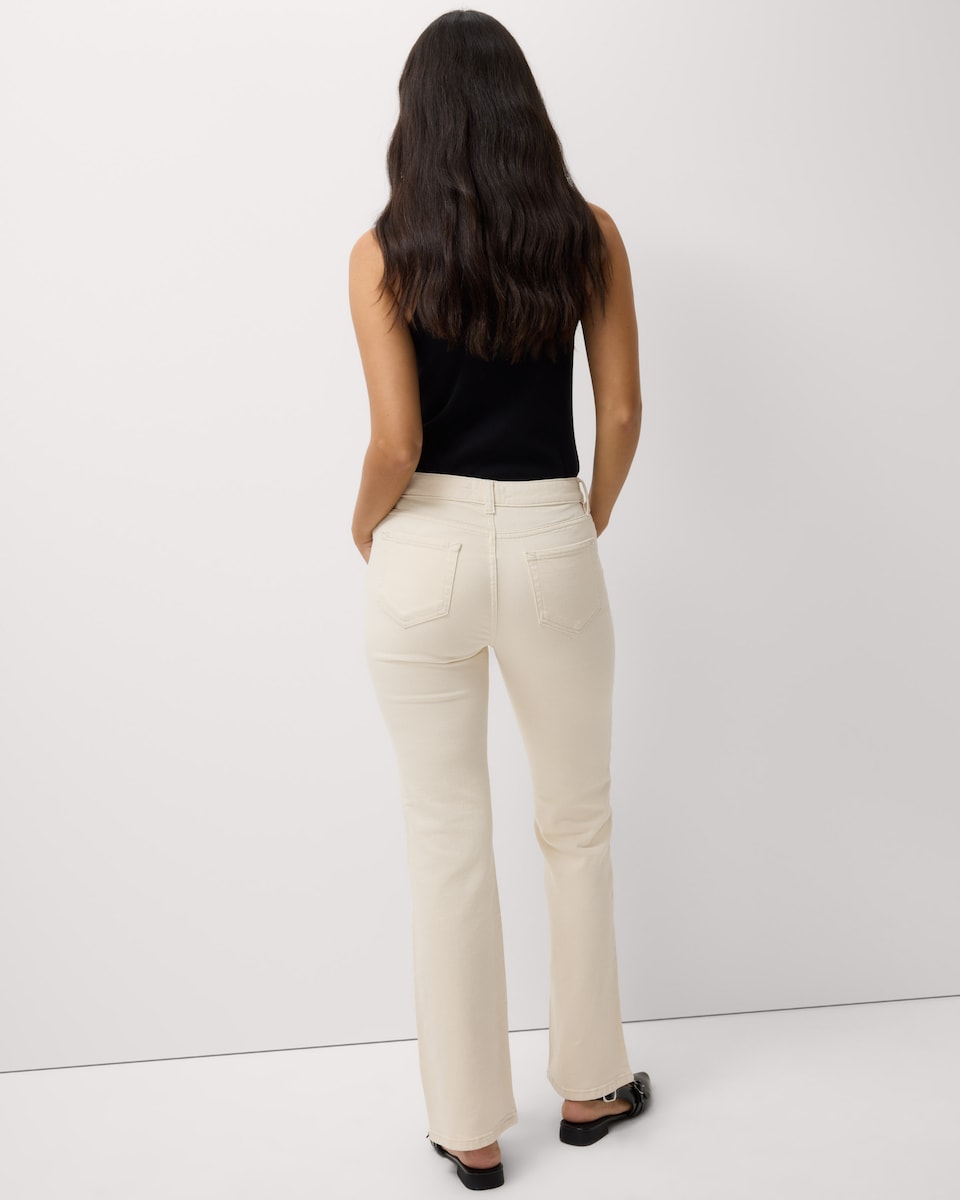 image 1 of F&F Mid Rise Bootcut Jeans in Cream