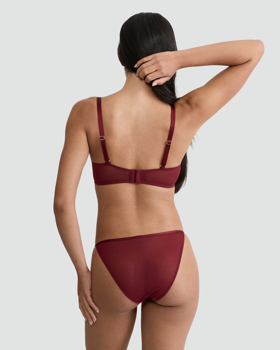 image 1 of F&F Floral Embroidered Longline Corset Bra in Burgundy