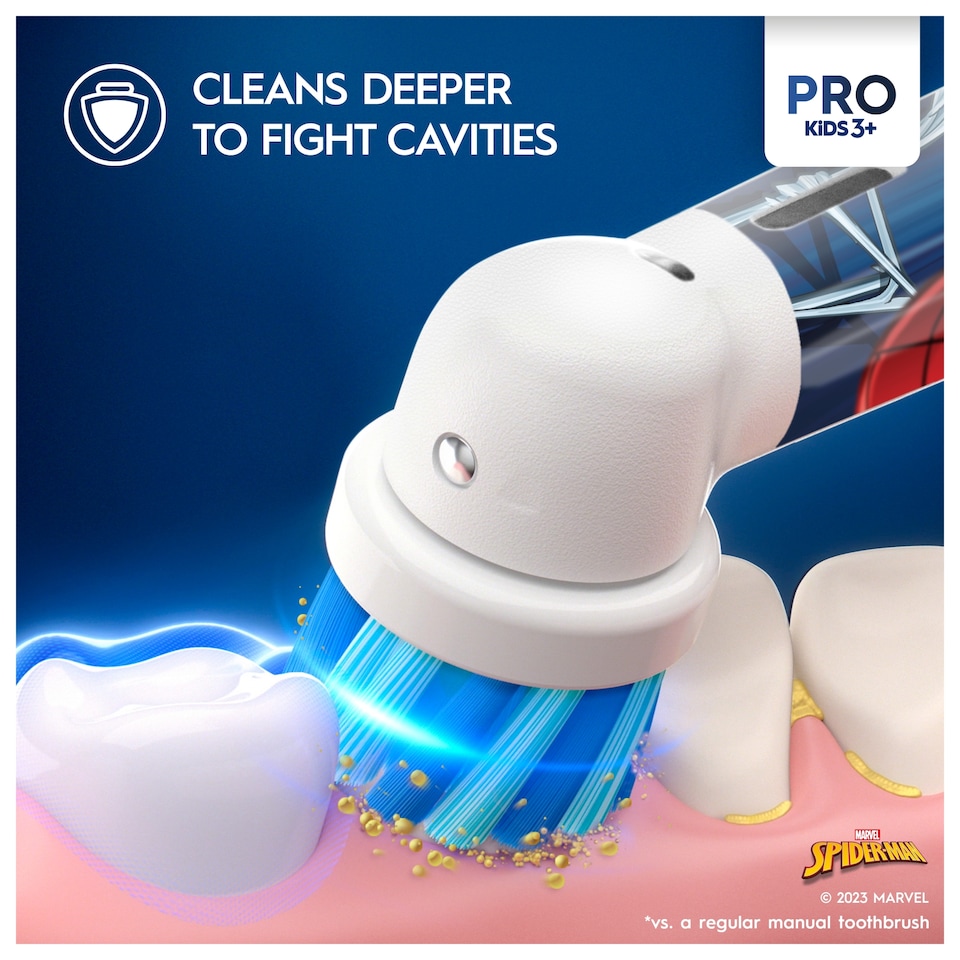 image 1 of Oral-B Pro Kids 3+ Electric Toothbrush - Spider-Man