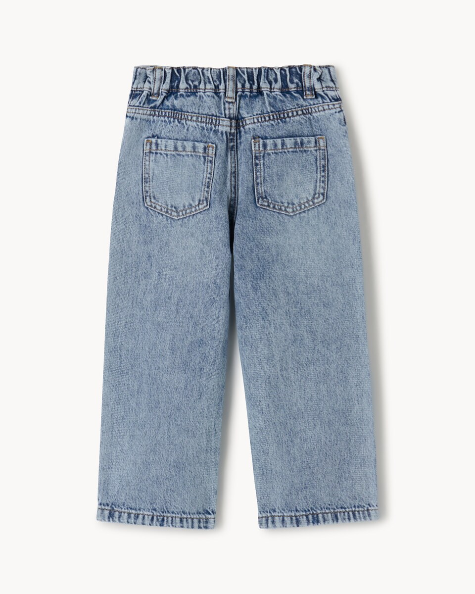 image 1 of F&F Girls Pure Cotton Heart Pattern Jeans in Blue