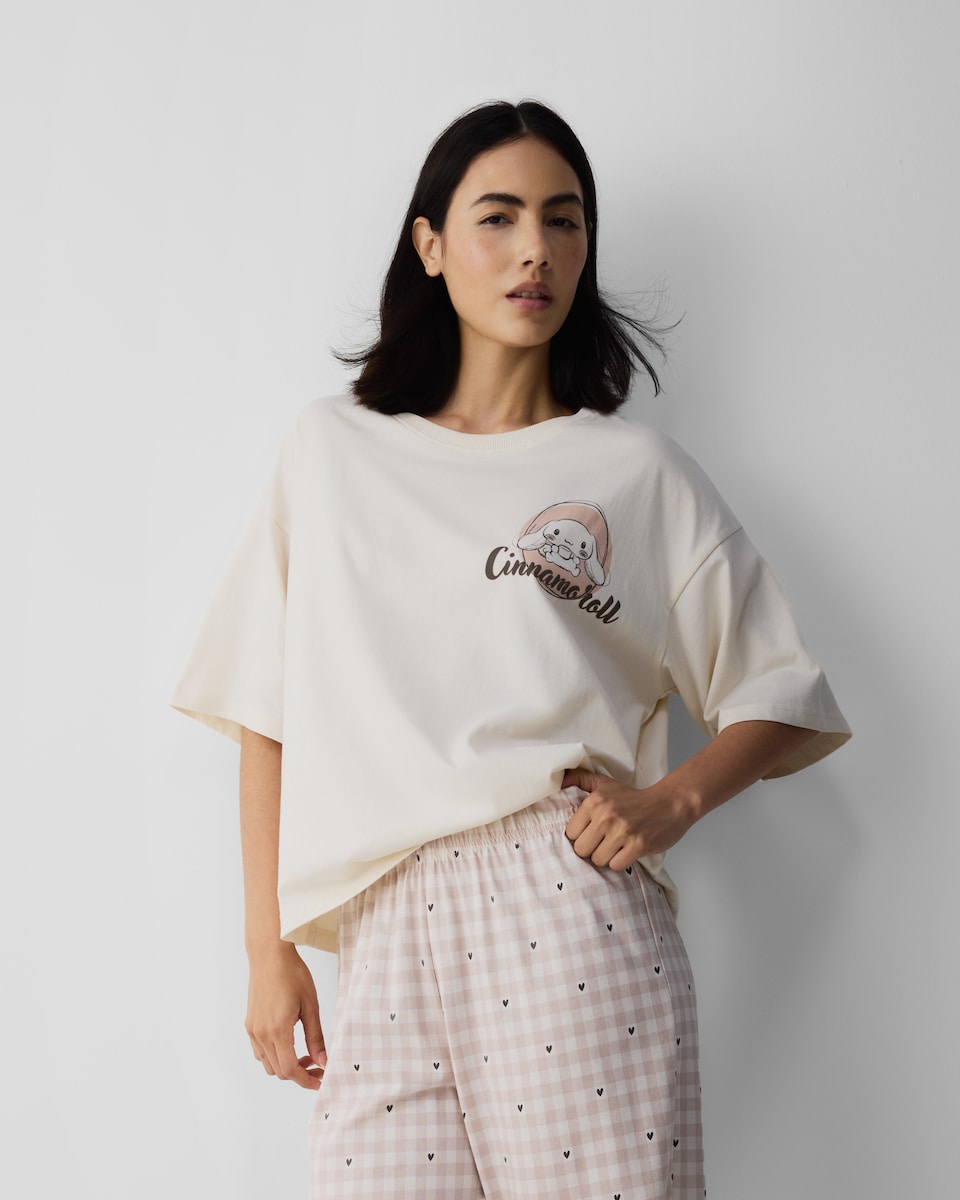 image 1 of Cinnamoroll Pure Cotton Pyjama Set in Cream