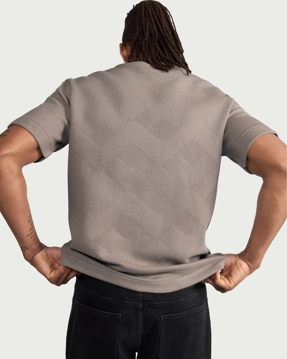 image 1 of F&F Textured Relaxed Fit T-Shirt in Stone