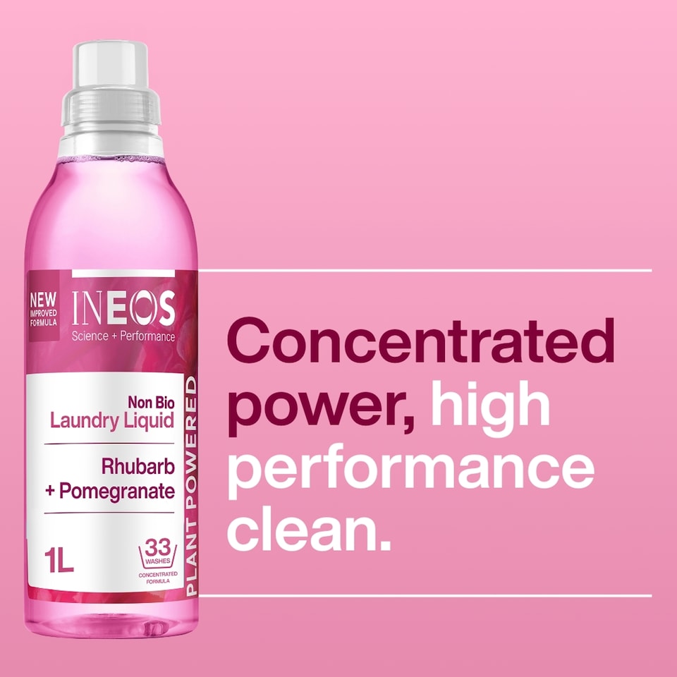 image 1 of Ineos Non Bio Laundry Liquid - Rhubarb & Pomegranate 33 Washes 1L