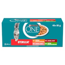 Purina ONE Sterilised Pouches for Cats Beef, Chicken, Salmon, Turkey in Juice 40 x 85g