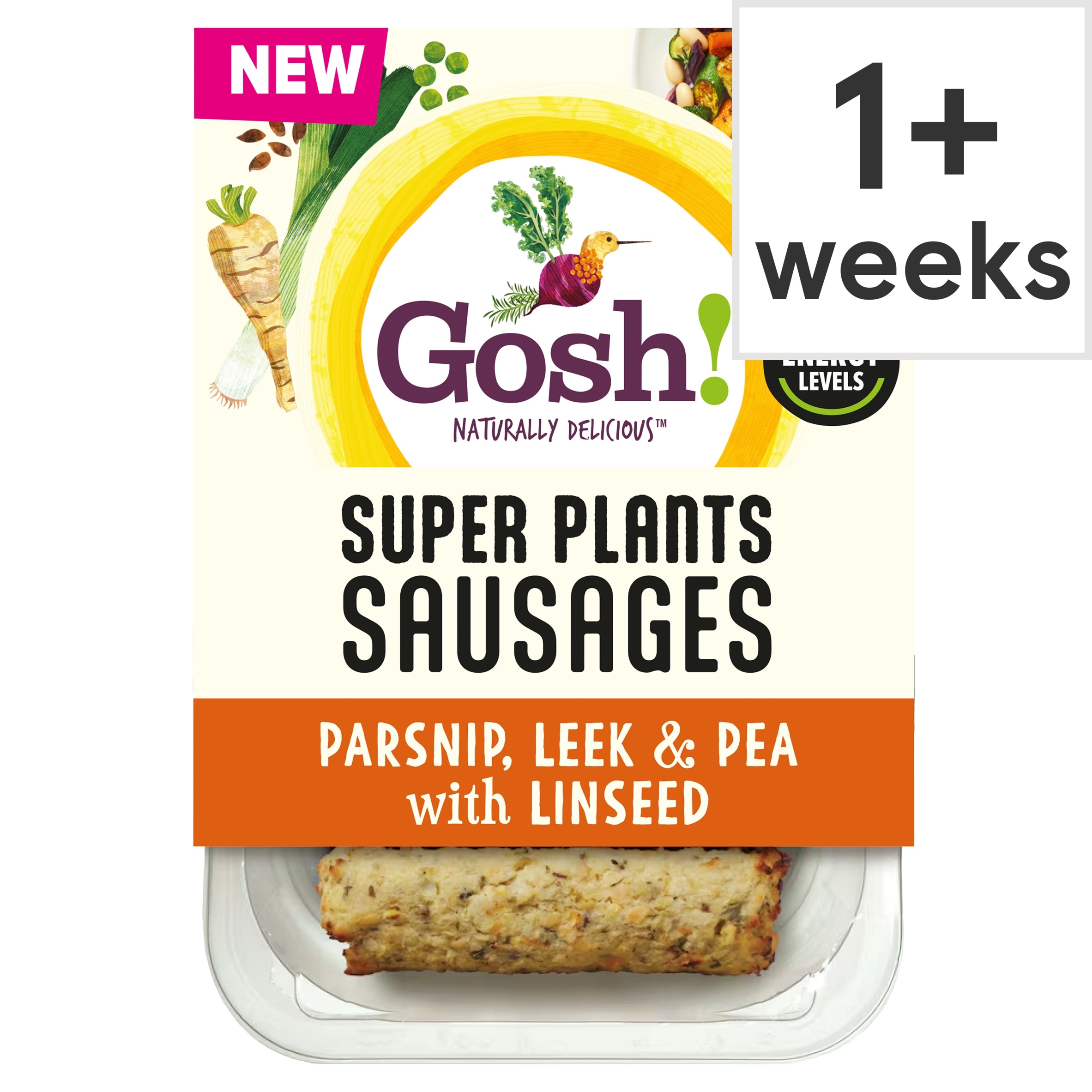 Gosh! Super Plants Parsnip, Leek & Pea with Linseed Sausages 210g