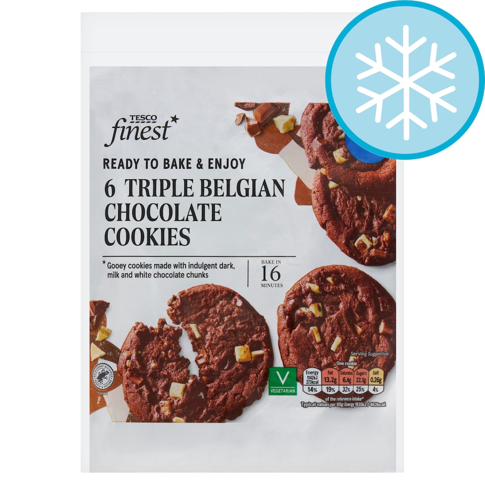 Tesco Finest 6 Triple Belgian Chocolate Cookies 372g 
