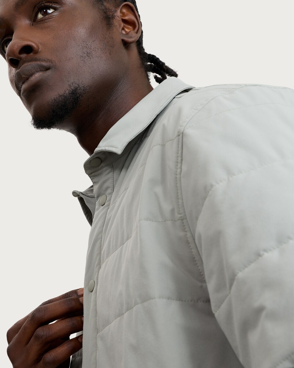 image 1 of F&F Quilted Long Sleeved Shacket in Khaki