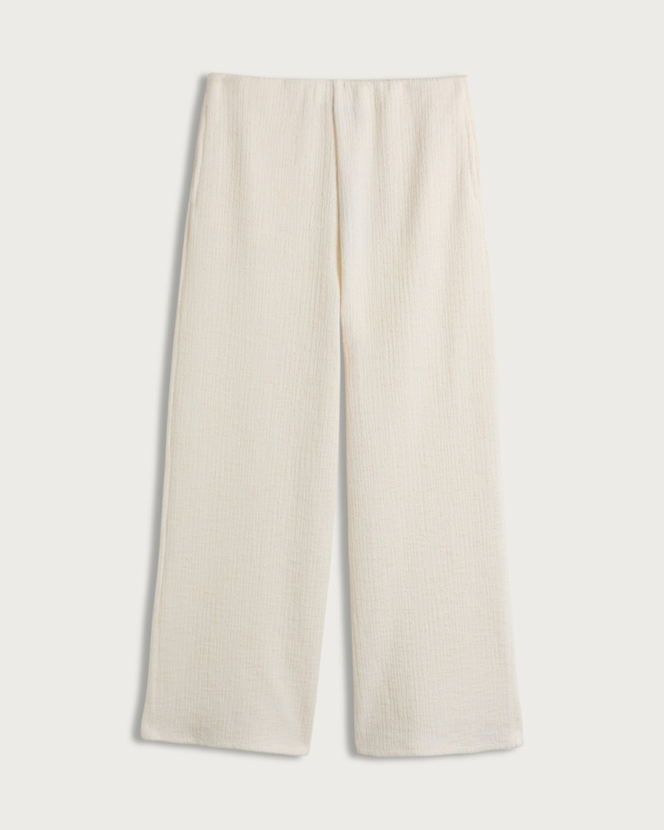 image 1 of The F&F Edit Textured Wide Leg Co-ord Trousers in Cream