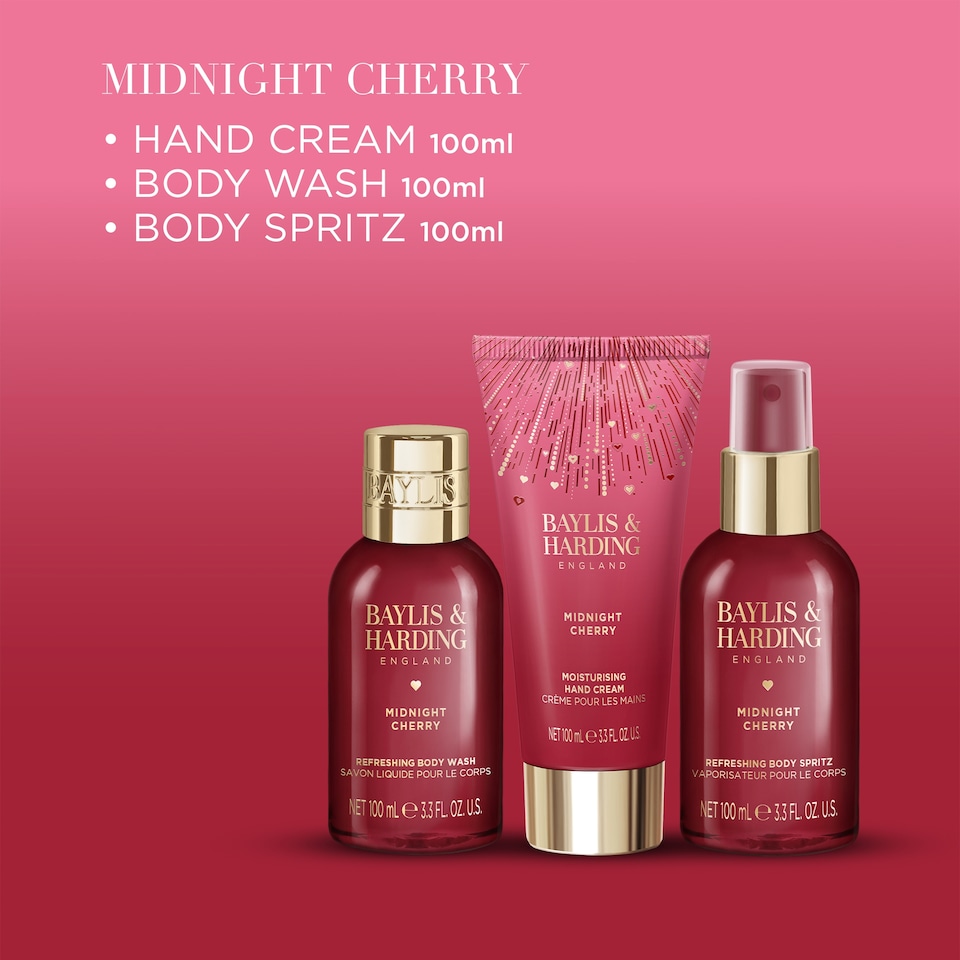 image 1 of Baylis & Harding Midnight Cherry Luxury Wash Bag Gift Set