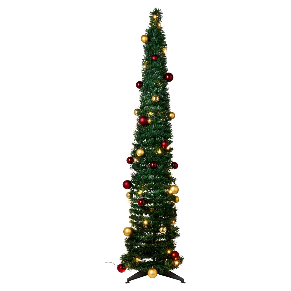 image 1 of Tesco 6FT Pop Up Traditional Pre Lit Christmas Tree