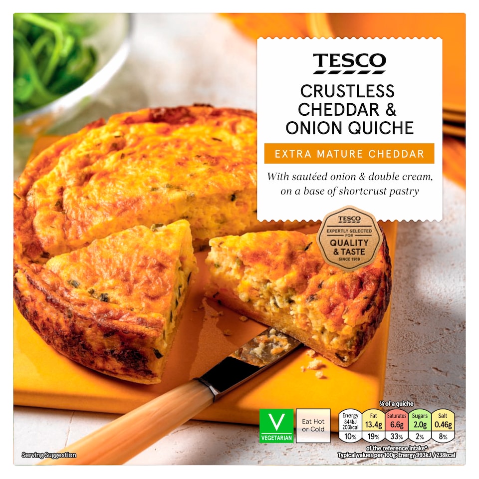 Tesco Extra Mature Cheddar & Onion Crustless Quiche 340g