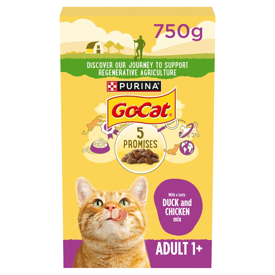 image 1 of Go-Cat Adult Dry Cat Food Chicken And Duck 750G