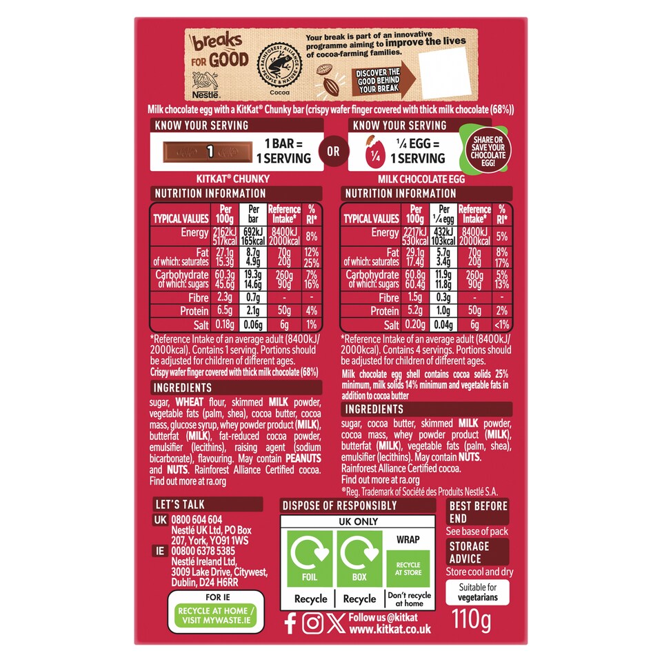 image 1 of Kit Kat Chunky Easter Egg 110g