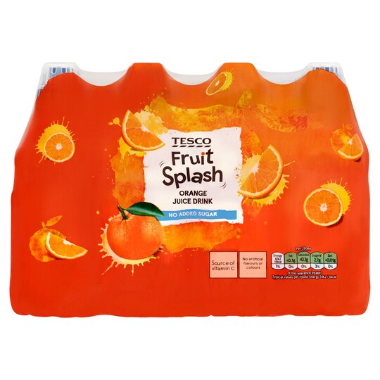 Tesco Fruit Splash Orange No Added Sugar 12 X 250Ml Tesco Groceries
