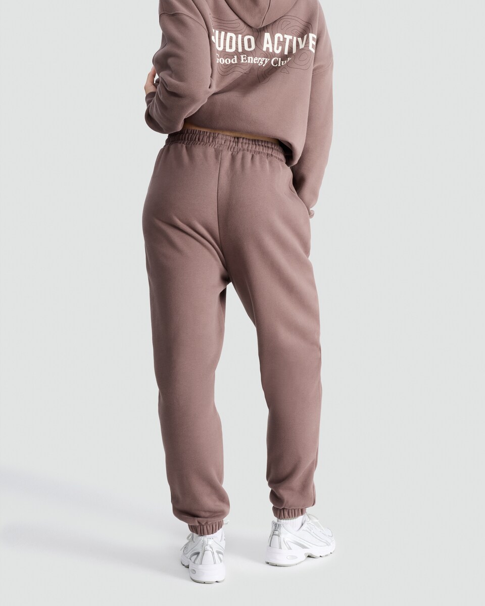 image 1 of F&F Active Cotton Rich Slogan Drawstring Joggers in Brown