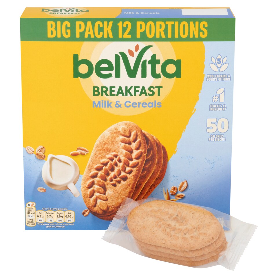 image 1 of BelVita Breakfast Biscuits Milk & Cereals Snack Bars 12 Pack Multipack 540G